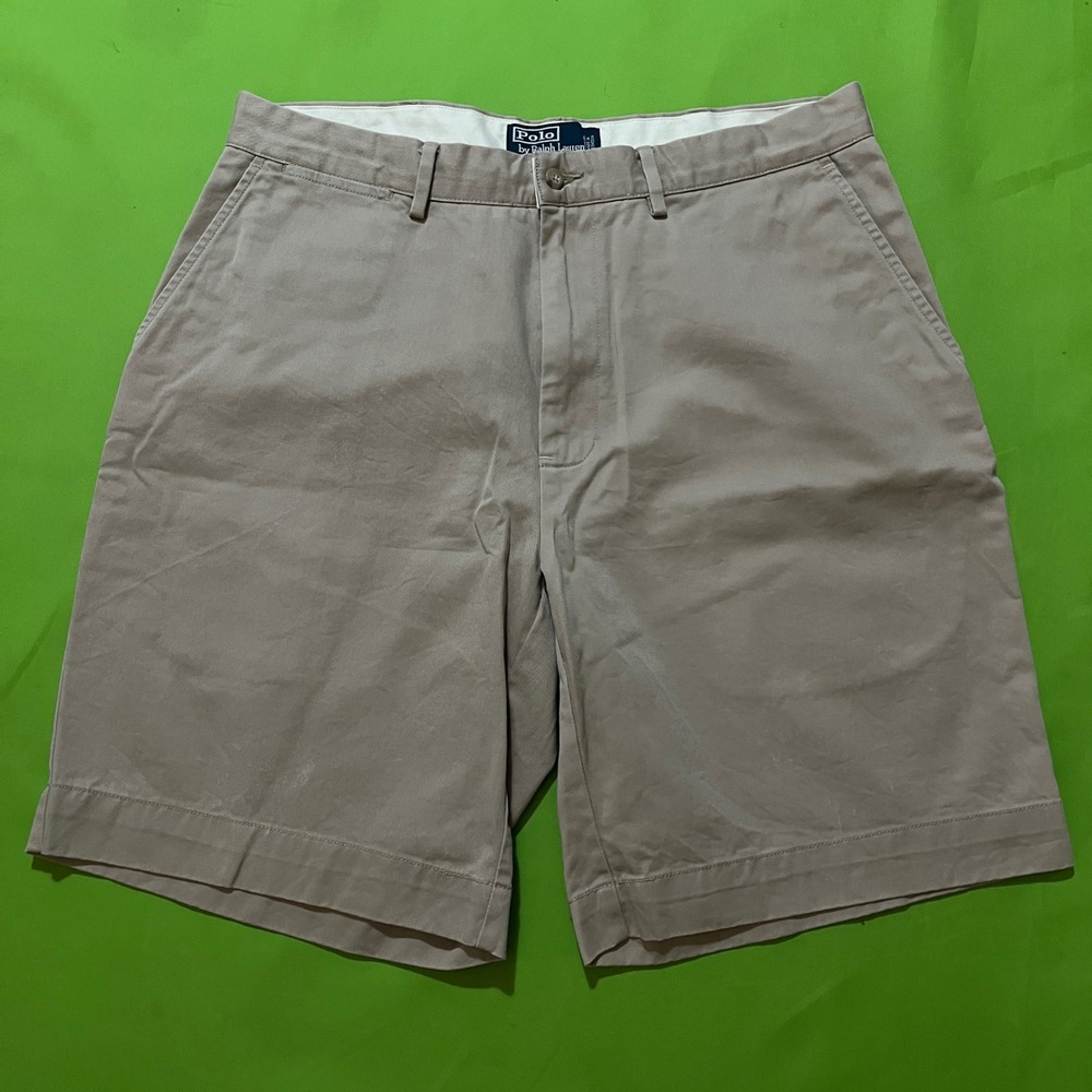 34 Polo Ralph Lauren Mens Classic Chino Shorts‎ Tan Khaki Cotton Twill